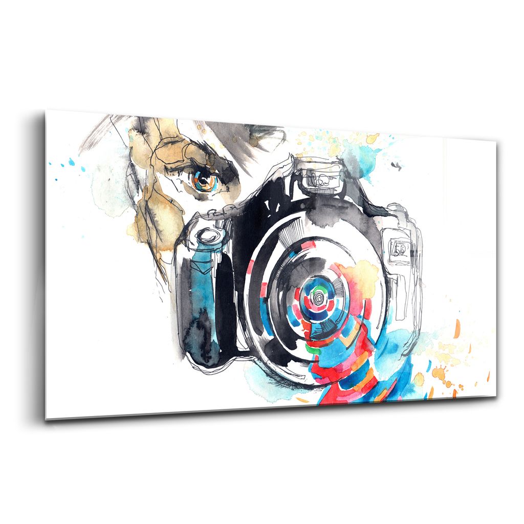 Glasmalerei - dekorative Malerei - moderne Malerei - 100x50 - Kamera für die Frau des Fotografen