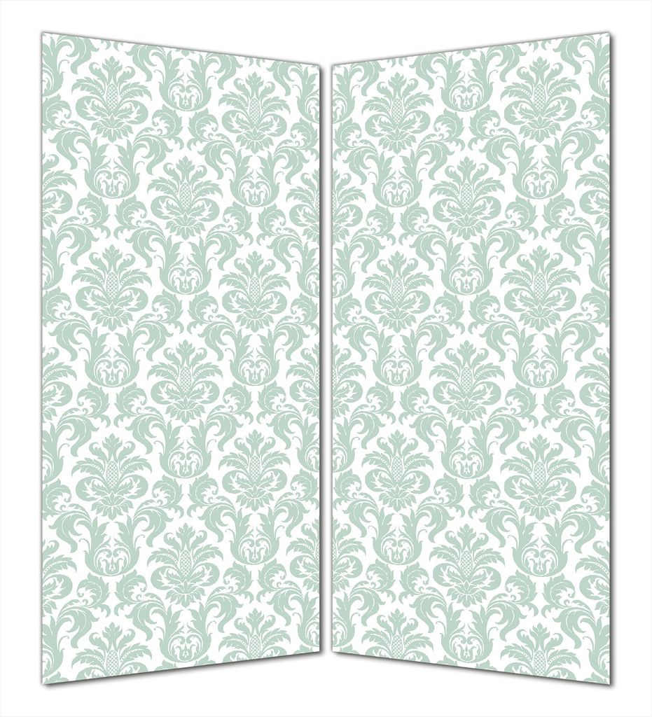 Wallario selbstklebende Duschrückwand 180 x 200 cm mit Motiv Königliche Schnörkelei in weiß und grün - Wandverkleidung mit Hochglanzlaminat in...