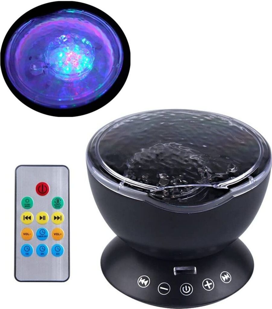 Meereswellen-Projektor Kinder Nachtlicht-Musik-Player Stimmungslampe mit 7 Multicolor-Fernbedienungen