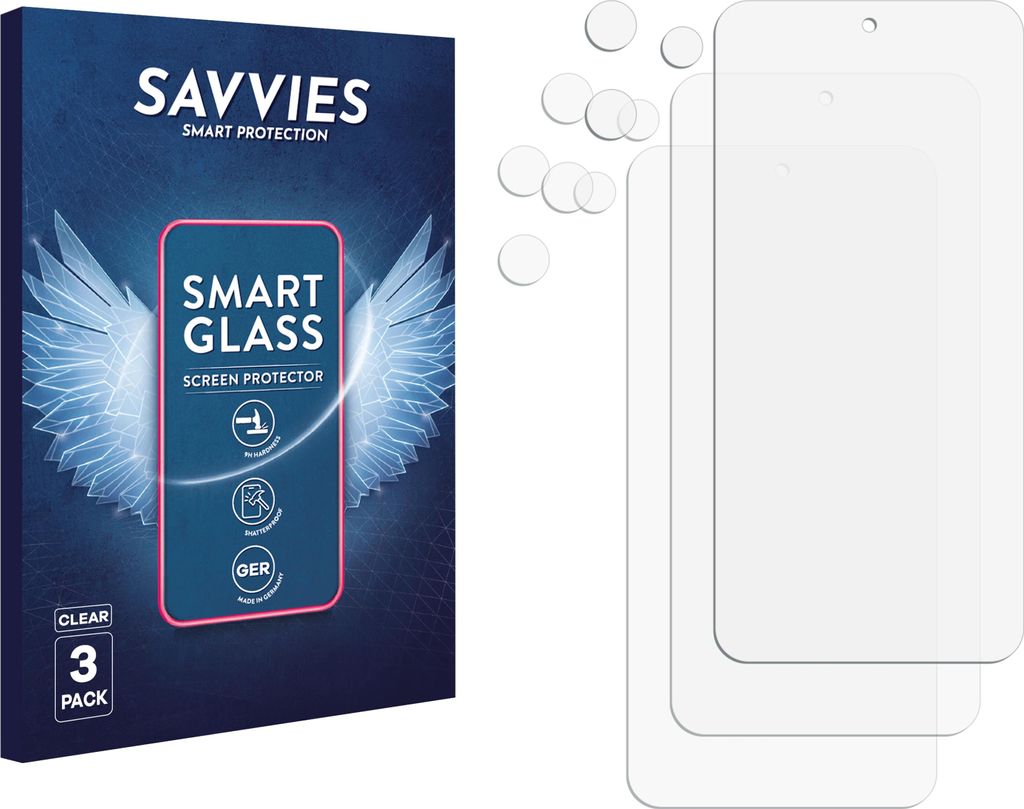 3x Savvies Schutzglas Folie für Nothing Phone (3a) Lite (Display+Kamera) 9H Panzer Schutzfolie Glas Displayschutz klar transparent