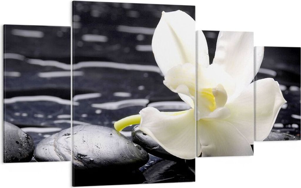 Bild auf Leinwand - Leinwandbild - Spa Orchidee Steine Wasser - 160x90cm - Wand Bild - Wanddeko - Leinwanddruck - Bilder - Kunstdruck - Wanddekorat...