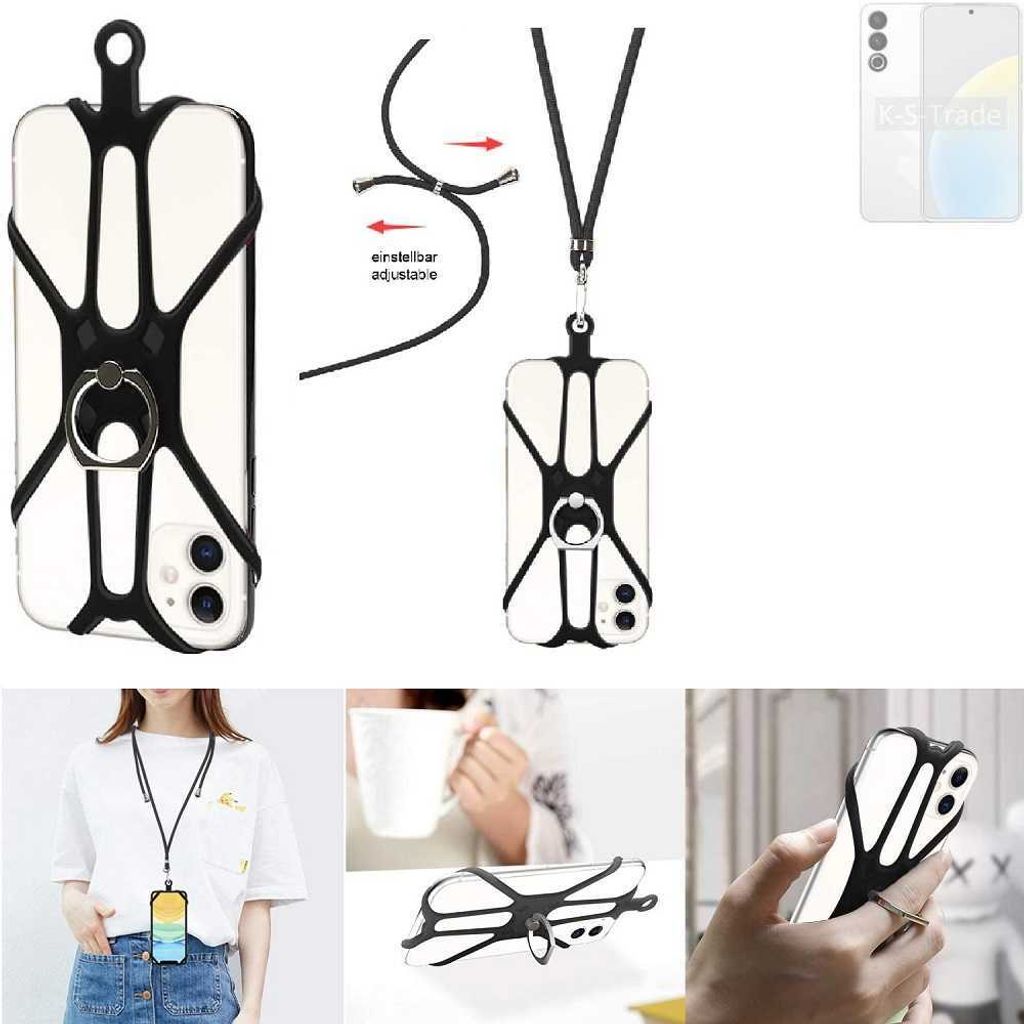 K-S-Trade 3in1 Handykette Handyband Handykordel Halsband Smartphone-Ring Handy-Ring kompatibel mit Meizu 20 Classic Fingerhalterung Handyring