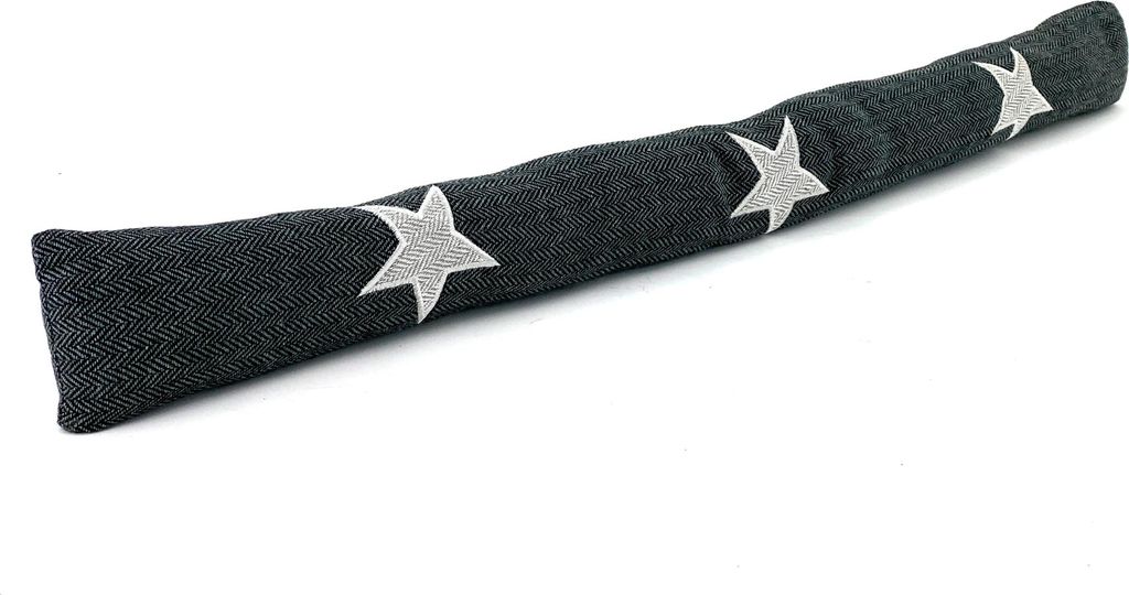 heimtexland Zugluftstopper Fischgrät mit Applikation bestickt Windstopper Fensterdichtung Türdichtung Landhaus Deko Kissen Typ856 Stern Anthrazit