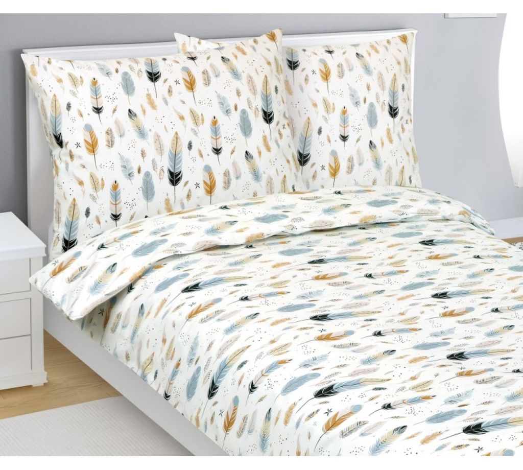 Bettwäsche aus Baumwolle - Grau, beige, weiß - 140x200, 70x90