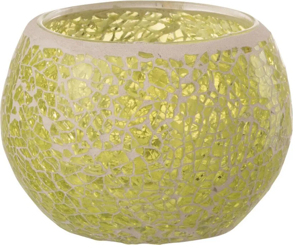 Bougeoir Rond pour Bougie Chauffe-plat - Verre Mosaïque Jaune 10cm