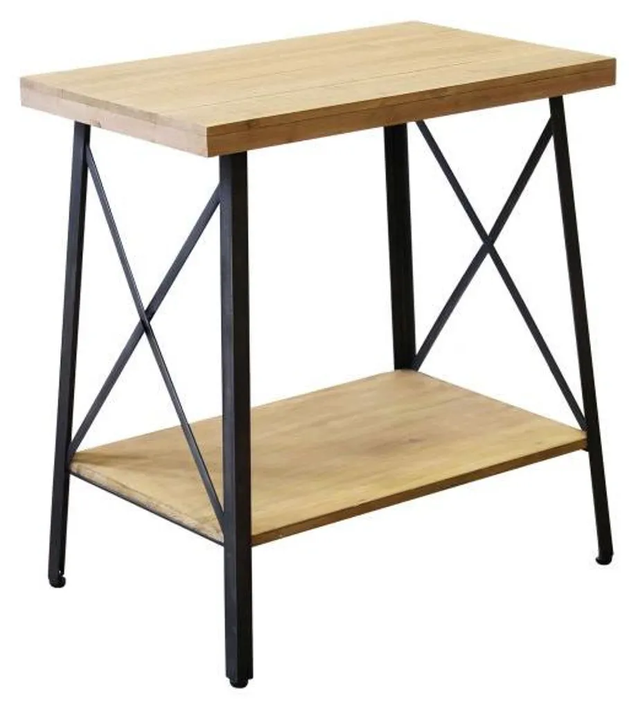 Console de Couloir Industrielle - Meuble d'Entrée Pratique en Bois et Acier