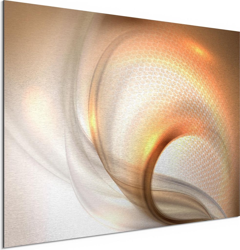 DEQORI Alu-Dibond Bild Silber 60x40 cm 'Schwingungen im Licht' Wandbild Metall dünn