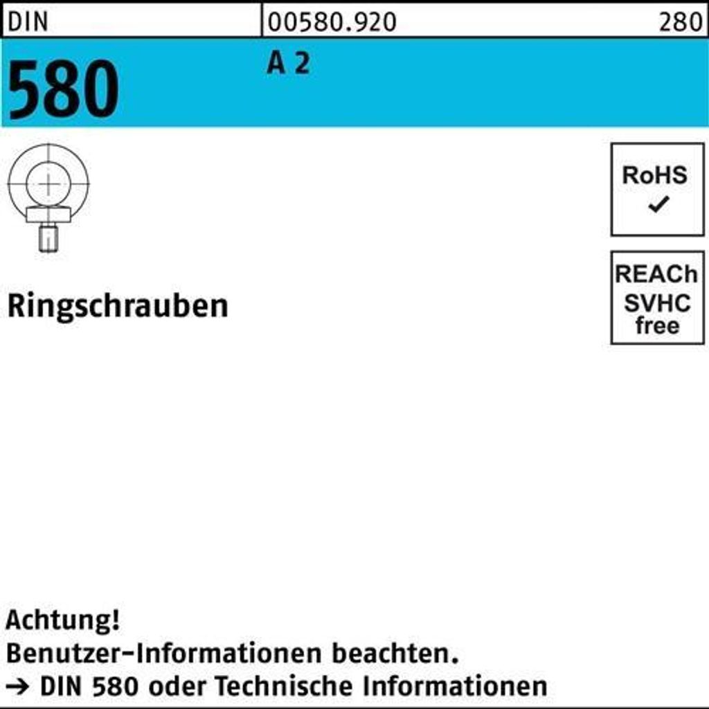 Reyher Ringschrauben DIN 580 A 2 M 24 A 2 (1 Stück)