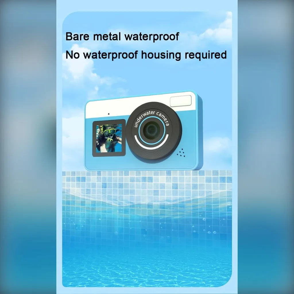 Caméra de plage étanche avec double écran LCD et format compact bleu INF - 9