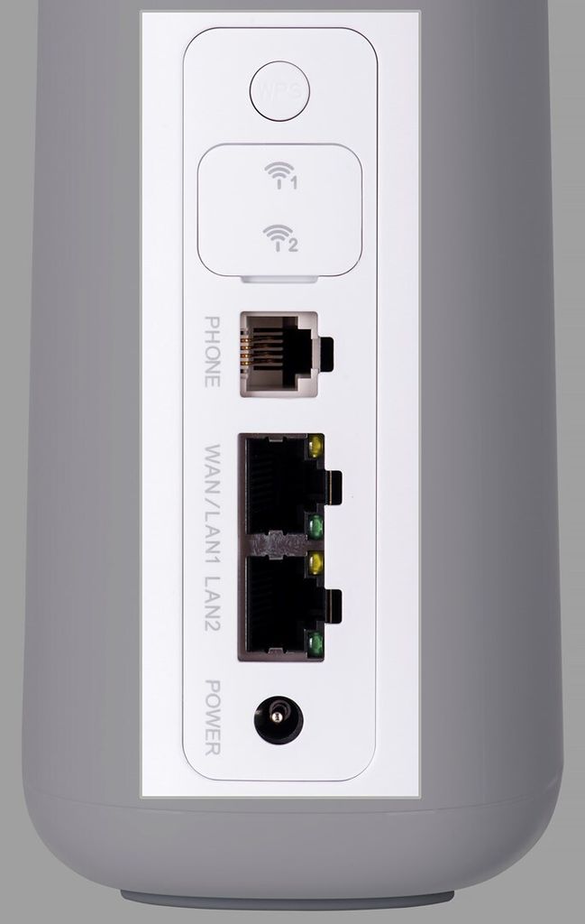 The back panel of a ZTE MF289F router, showing its ports.