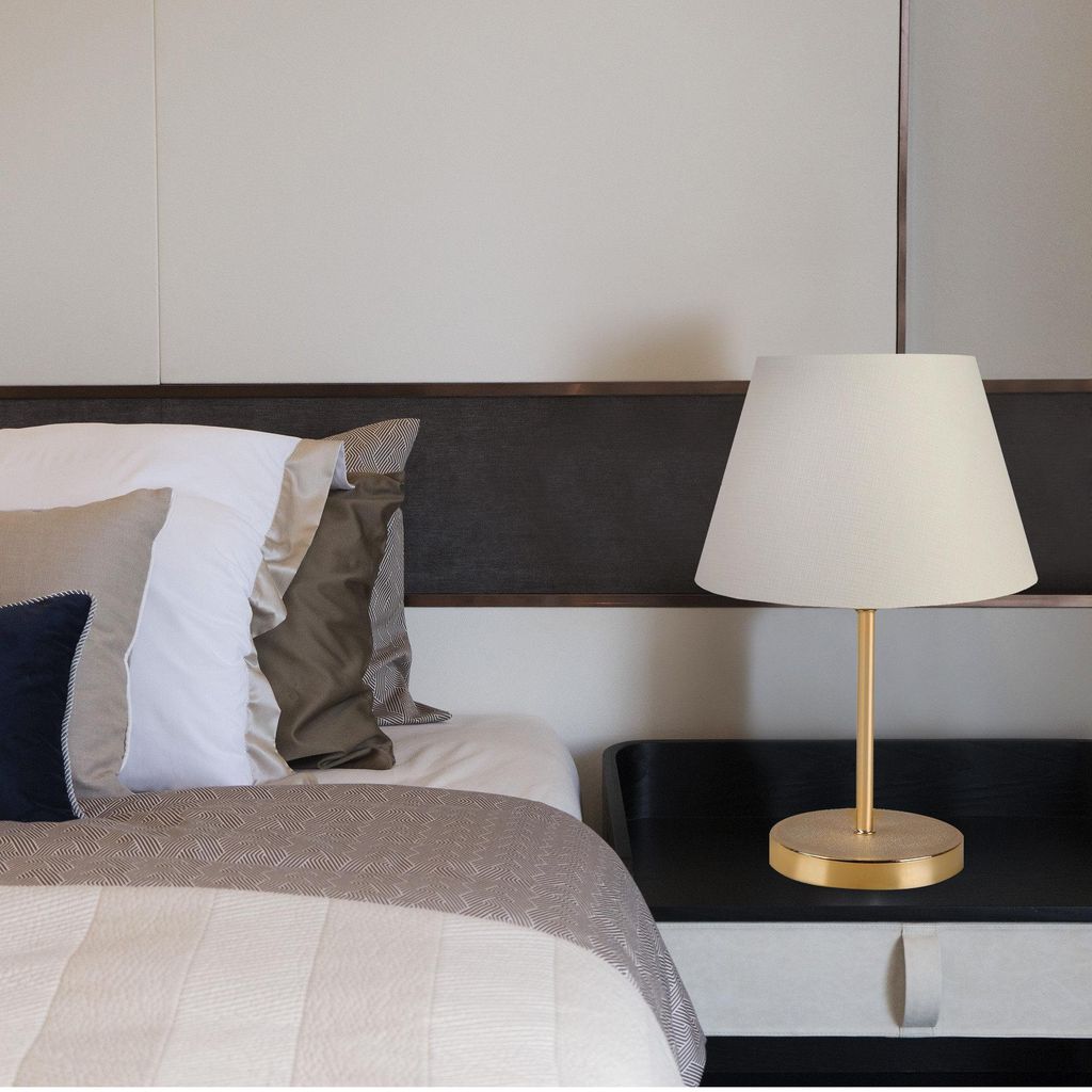Opviq, Hochwertige Tischlampe in Creme, 37 cm hoch, 22 cm Durchmesser, Metallbeine, E27 Fassung, max. 40 W, IP20 | Elegantes Design für Hotel & mo...