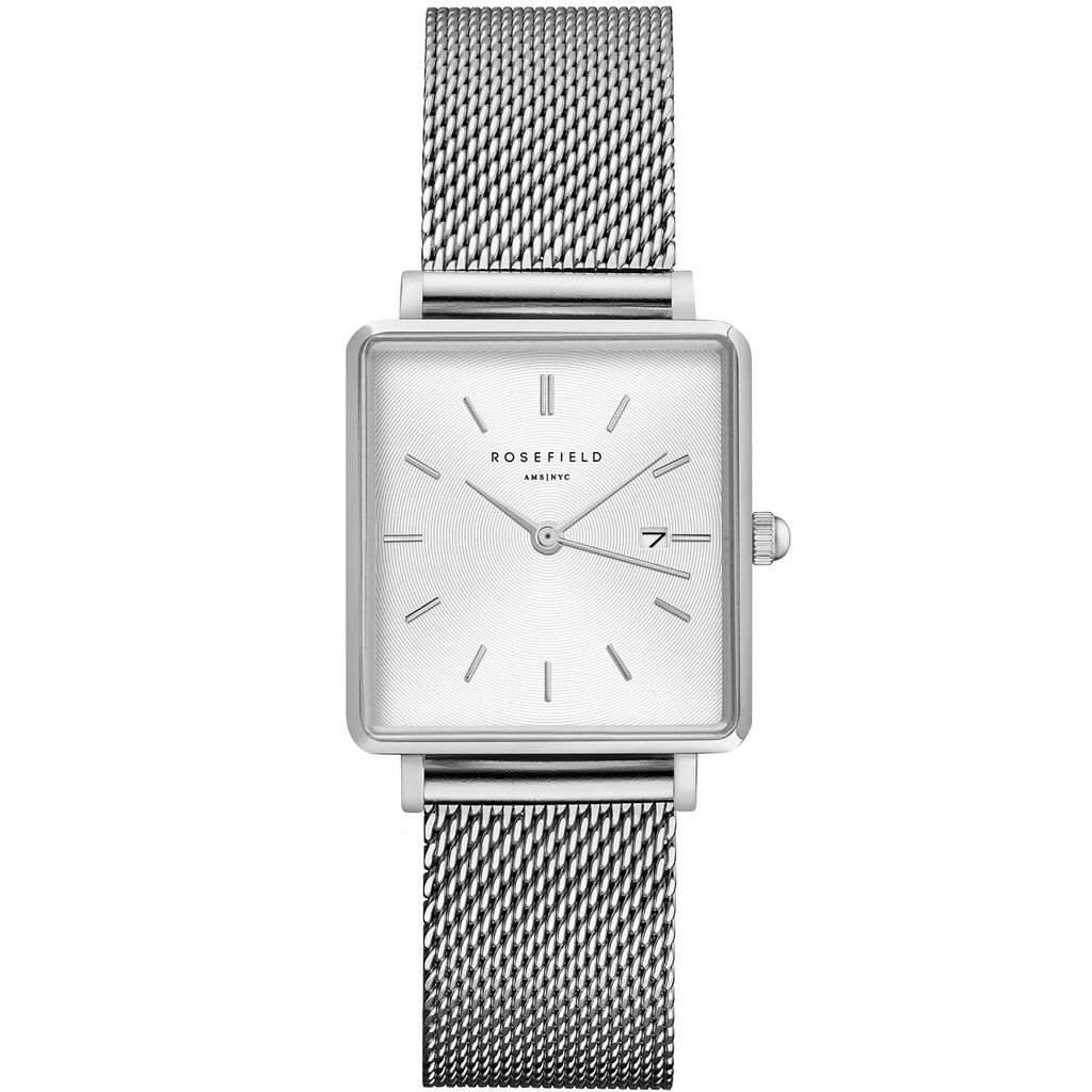 ROSEFIELD Damenuhr Boxy Silber eckig Mesh QWSS-Q02