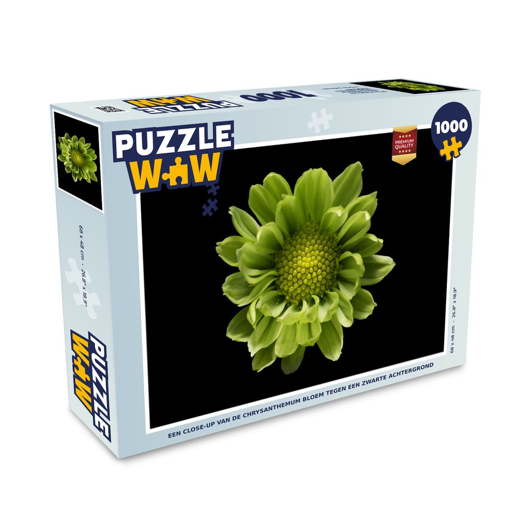 MuchoWow Puzzle 1000 Teile Eine Nahaufnahme der Chrysanthemenblüte vor schwarzem Hintergrund - Erwachsene - Rätsel