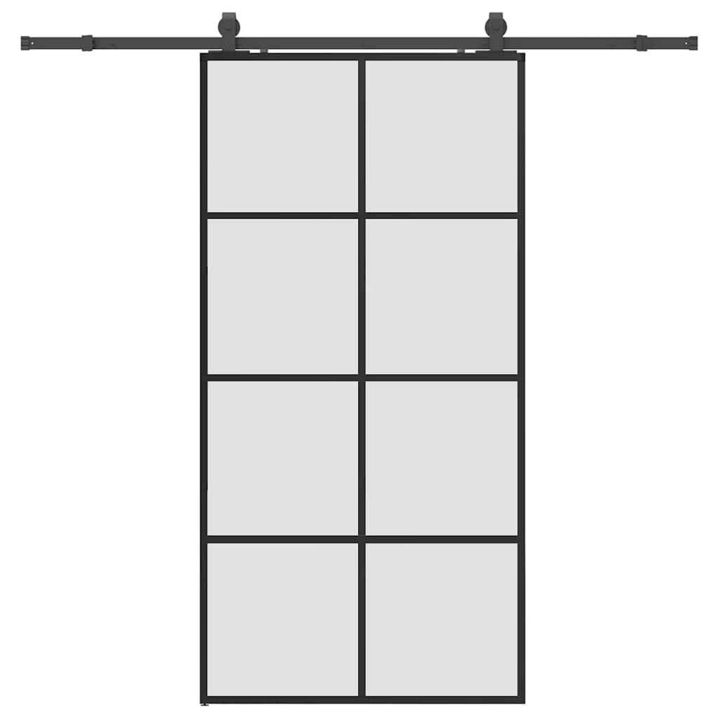 vidaXL Schiebetür mit Beschlag Schwarz 102,5x205 cm ESG-Glas