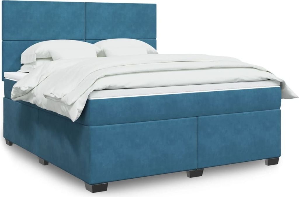 Maison Exclusive - Boxspringbett mit Matratze Blau 180x200 cm Samt