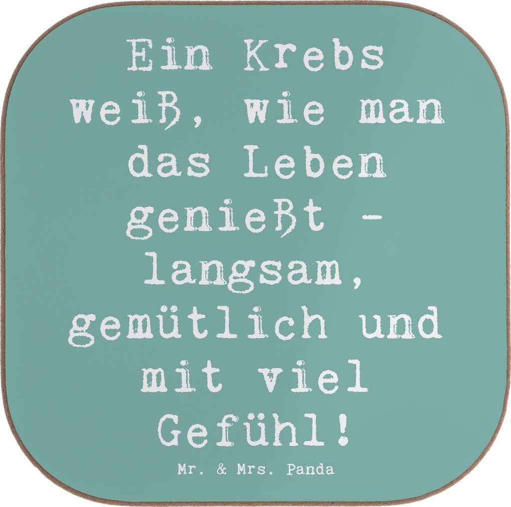 Mr. & Mrs. Panda Untersetzer für Gläser Spruch Krebs Genießer - Meeresbrise - Geschenk, Tassen, Tasse, Zuneigung, sensible, Horoskop, emotionale...