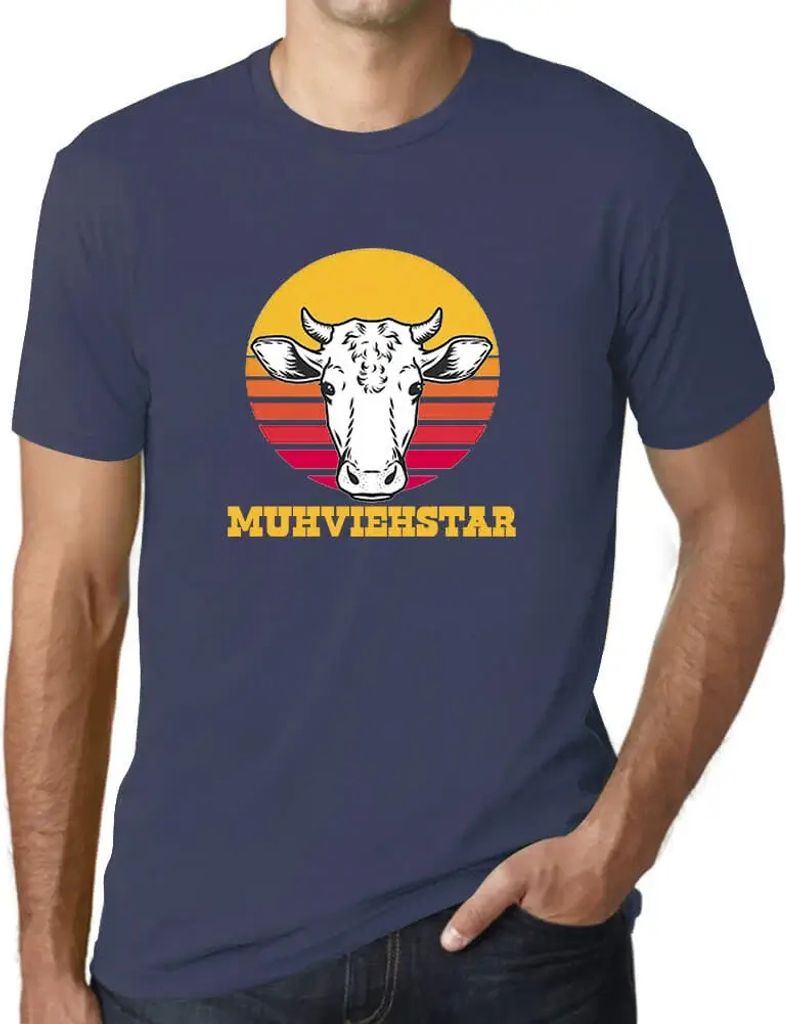 Herren Grafik T-Shirt Muhviehstar Öko-Verantwortlich Vintage Jahrgang Kurzarm Lustige Druck Geburtstag Geschenk Mann