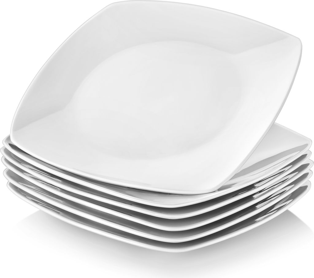 MALACASA, Serie Julia, 6 Tlg. Flachteller Set aus Porzellan Essteller Speiseteller für 6 Personen