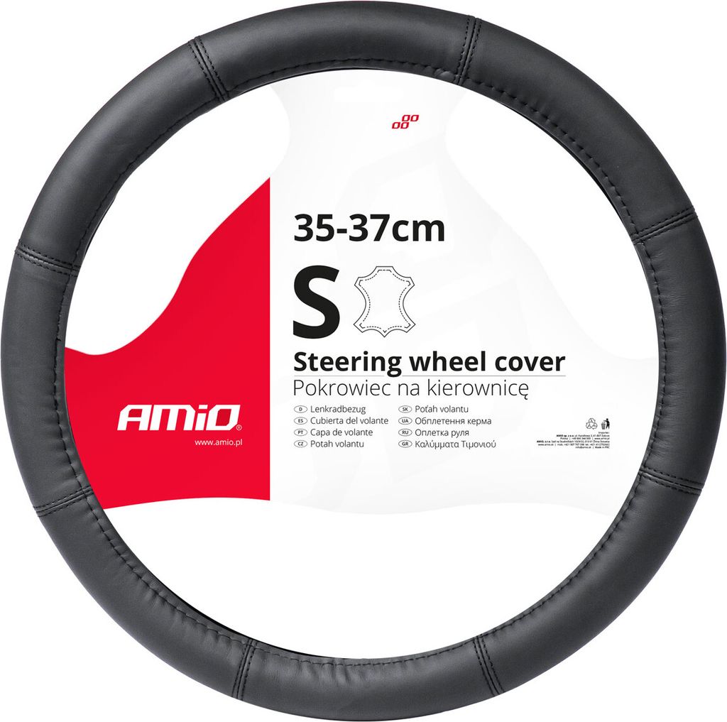 AMiO 03545 Lenkradbezug Ø35-37cm Schwarz Lenkradhülle Produktbild 