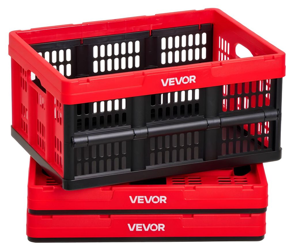 VEVOR Klappbox 32 L 3er-Pack, Faltbare Aufbewahrungsboxen aus Kunststoff, Stapelbare Klappkörbe mit Griffen, Tragkraft 12 kg pro Box, Klappkiste, ...