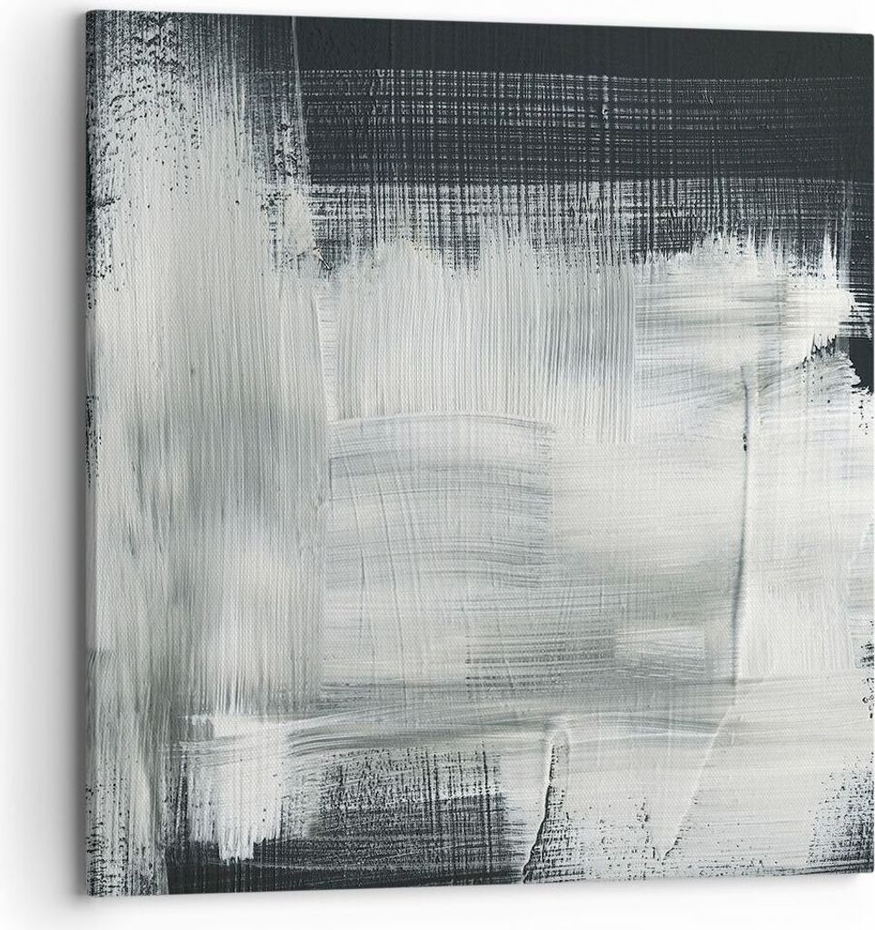Bild auf Leinwand - Leinwandbild - Einteilig - Abstraktion Schwarz Weiß - 70x70cm - Wand Bild - Wanddeko - Wandbilder - Leinwanddruck - Bilder - W...
