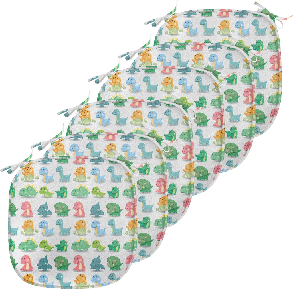 Lot de 6 Coussins avec Sangles Imprimé Dinosaure Résistant à l'Eau 40cm
