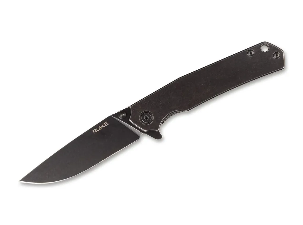 Ruike P801-SB Couteau de Poche Noir Stonewashed en Acier Inoxydable 14C28N