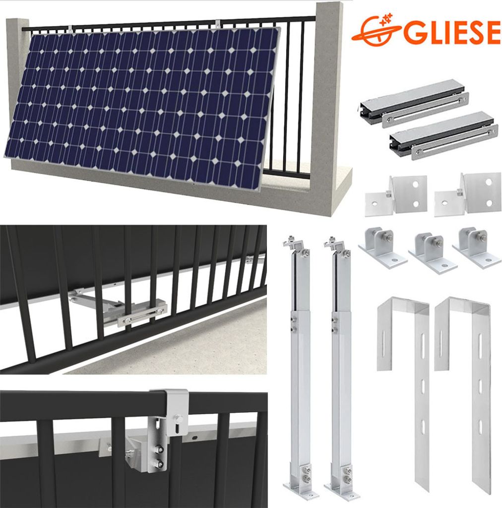 Balkonkraftwerk Solarplatten Haken Solarmodul Halterung Eckig Haken für Solarmodule Balkongelände Solarpanel Aufhänger ohne Bohren