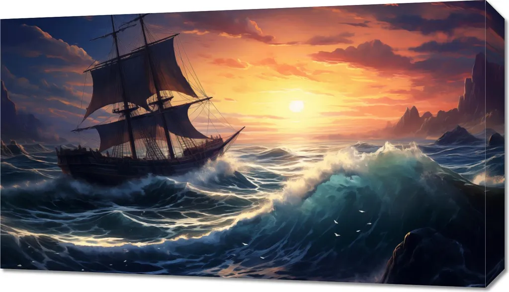 Quadro Oceano in Tempesta 70x40 - Emozione e Potenza su Tela HD