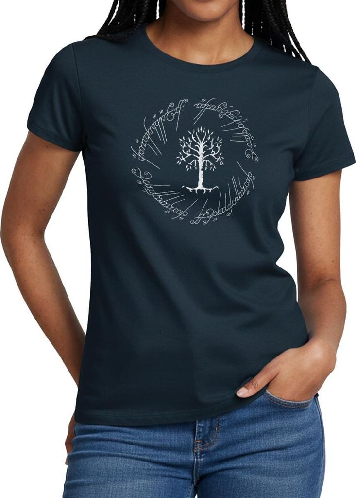 Spreadshirt Der Herr Der Ringe Der Weiße Baum Gondors Frauen T-Shirt, L, Navy