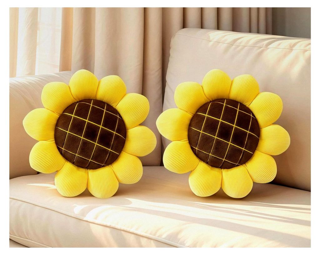 Sonnenblumenkissen, Blumenkissen, Bodenkissen, Blumenform, Sitzkissen, Heim- und Auto-Dekoration (39 x 39 cm), 2 Stück