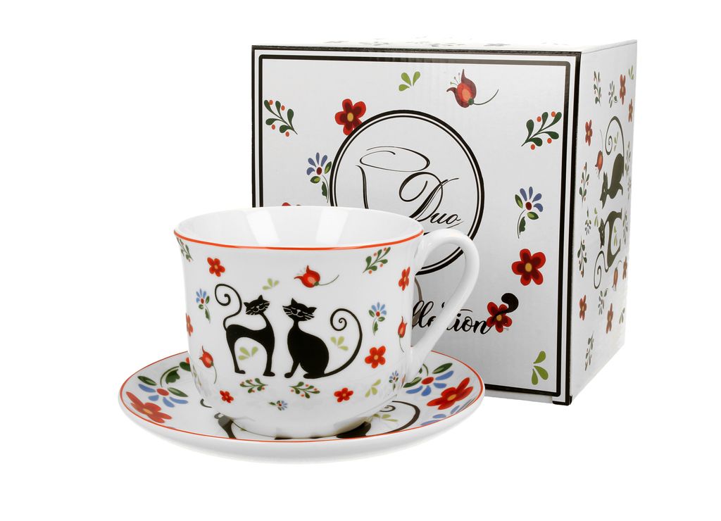Porcelánový šálek a podšálek Koty Etno Obrázok produktu 