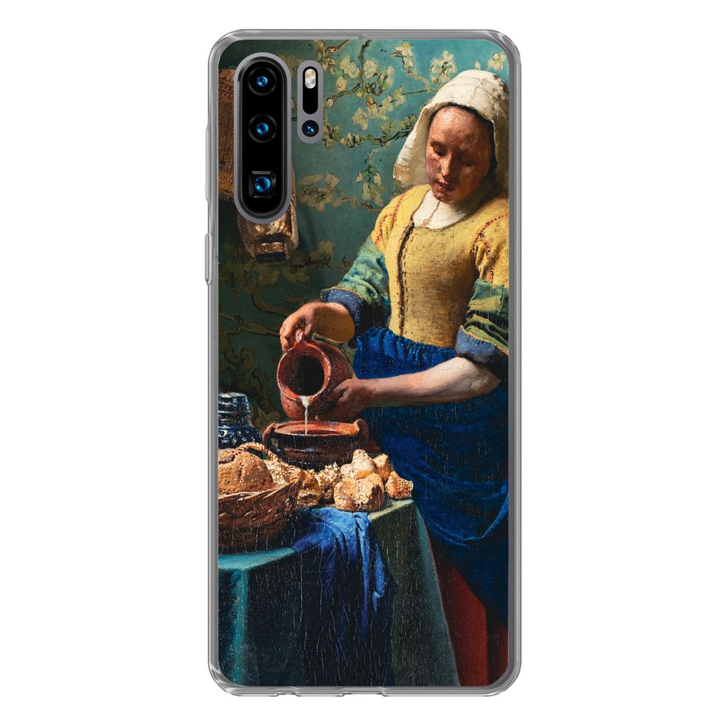 MuchoWow Handyhülle Schutzhülle Hülle für Huawei P30 Pro Milchmädchen - Mandelblüte - Alte Meister Silikon Softcase Handy Hülle - Schutzde...