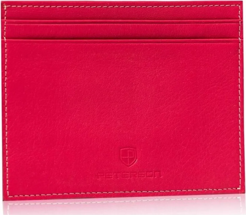Peterson Etui en Cuir Véritable pour Documents et Billets Rose 12x9 cm