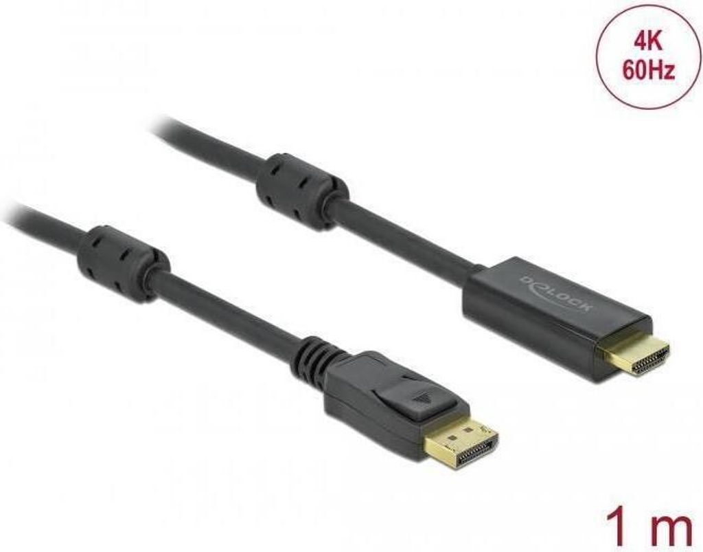 DELOCK DisplayPort 1.2 > HDMI Kabel 4K 60Hz 1,0m aktiv