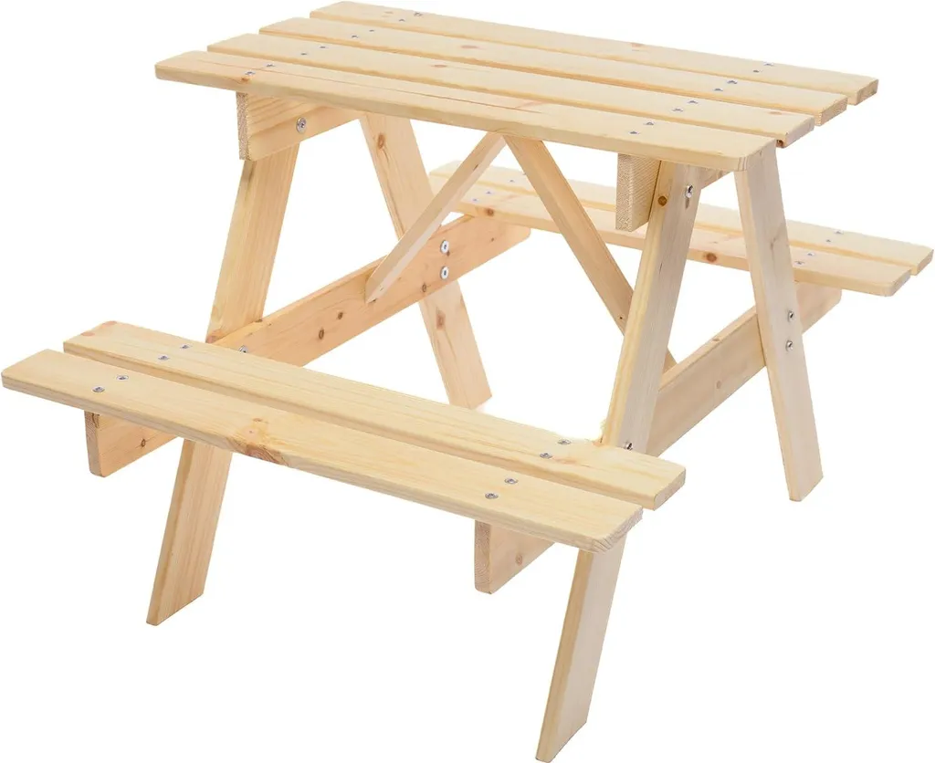 Tableau pour enfants en bois avec bancs intégrés pour jardin et intérieur