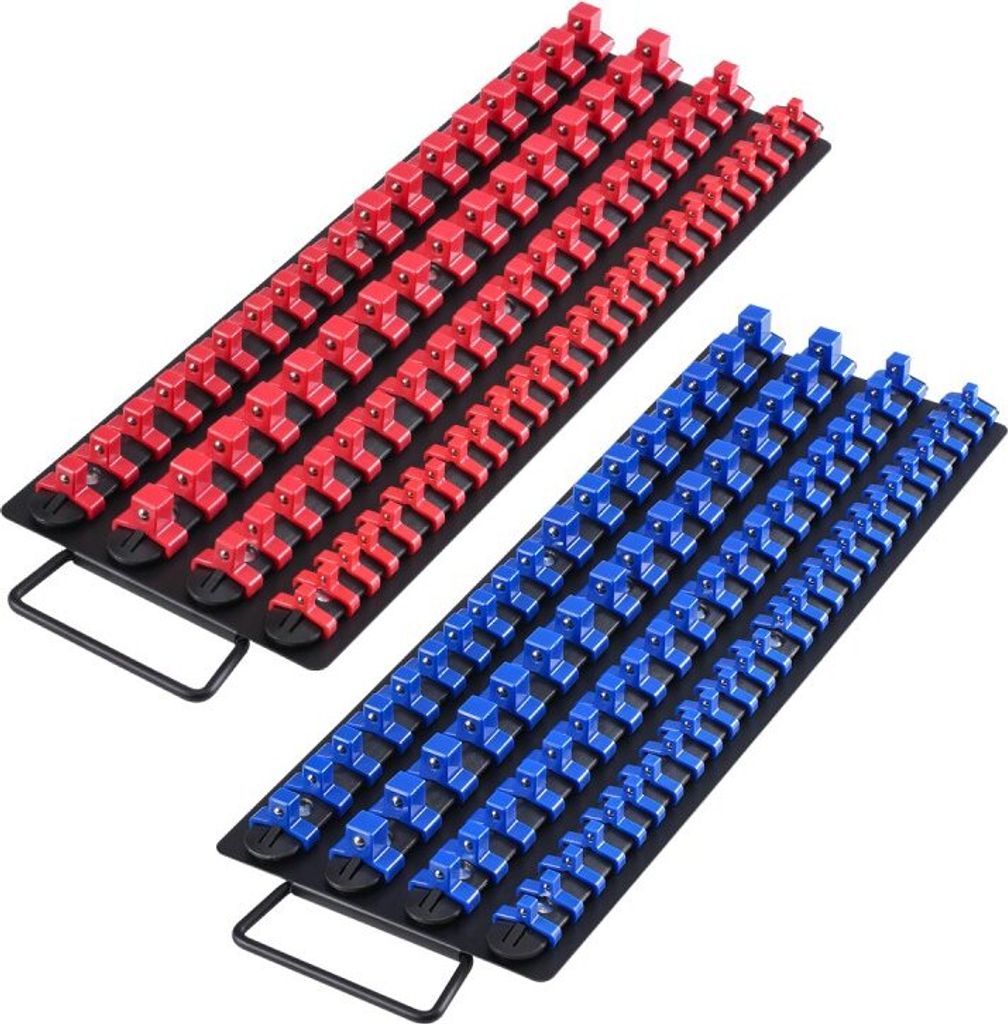 Steckschlüssel-Organizer-Set 2 Stück - 160 Clips Halterschiene - metrisch und SAE - Werkzeugaufbewahrungssystem