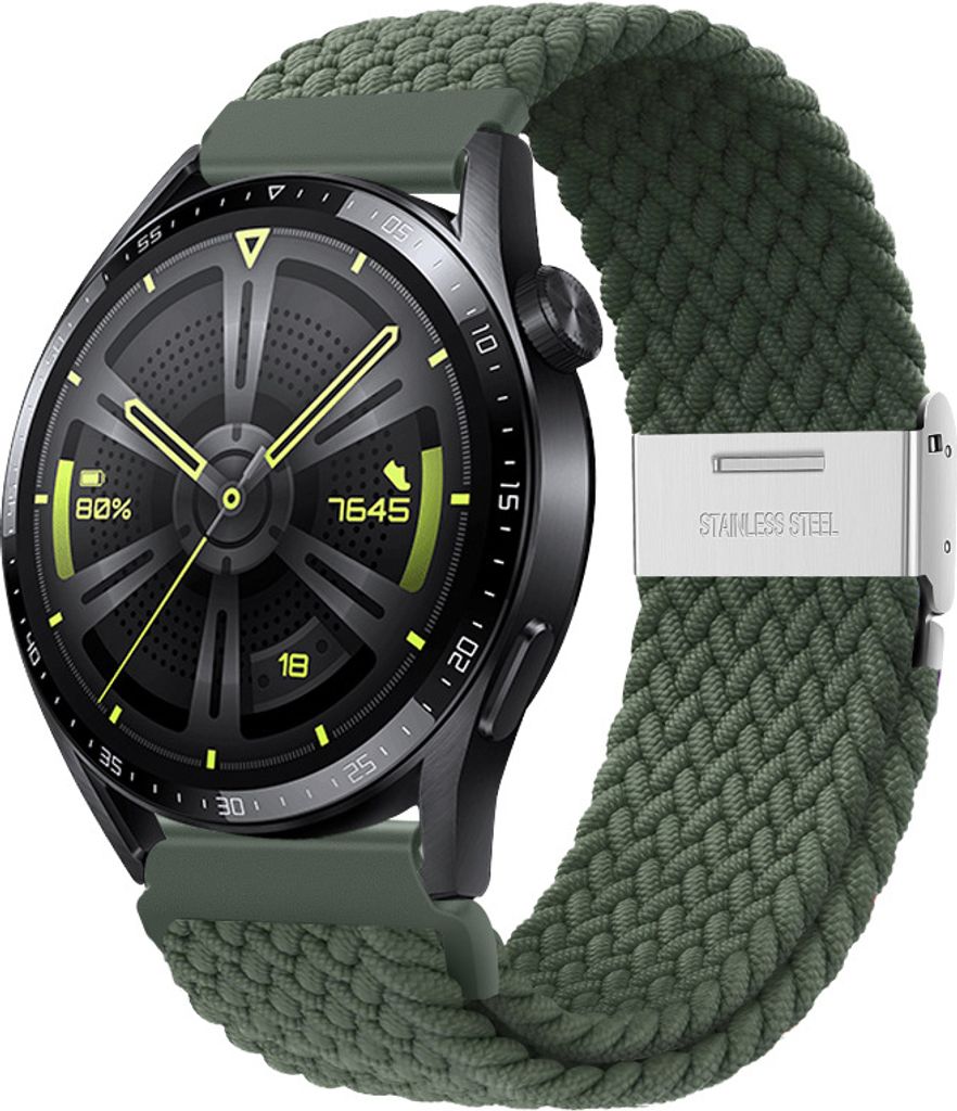 BStrap Elastic Nylon 2 Armband für Garmin Venu 2, olive green