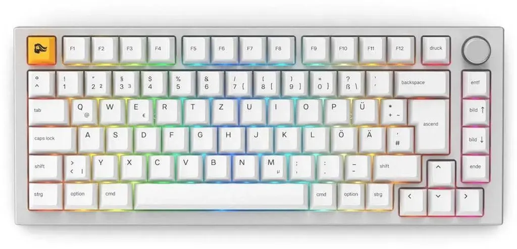 Glorious GMMK Pro Clavier Gaming 75% ISO White Ice - Version Pre-Built