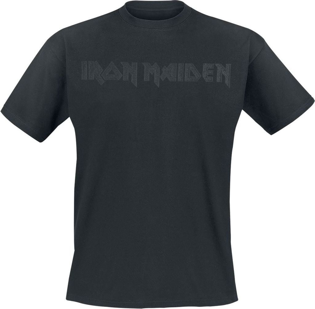 Iron Maiden T-Shirt Herren Black On Black Logo schwarz XXL