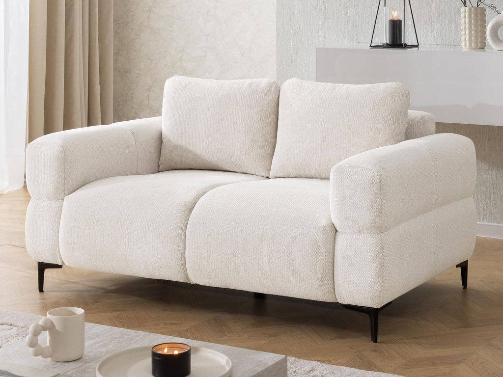 Cardea - Modernes 2-Sitzer-Sofa in Bubble-Optik aus weichem Creme Strukturstoff mit hohem Sitzkomfort