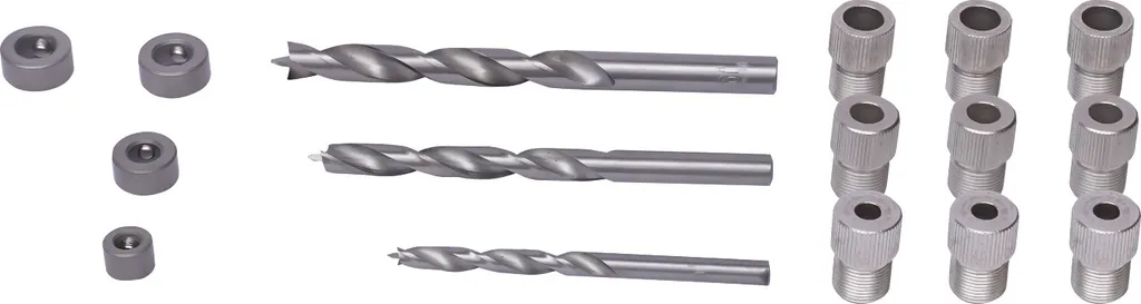 Gabarit de perçage 3 en 1 auto-centrant kit guide bois 6/8/10mm aluminium - 7