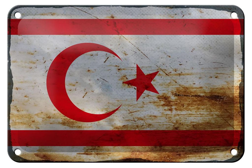Blechschild Flagge Nordzypern 18x12cm Flag Rost Dekoration