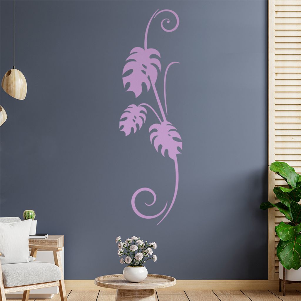 Pflanze - Blätter - Fensterblatt Wandtattoo in 6 Größen - Wandaufkleber Wall Sticker - Dekoration, Küche, Wohnzimmer, Schlafzimmer, Badezimmer