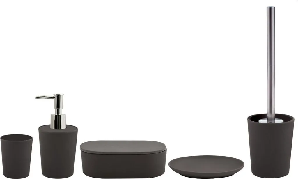 Set Spirella 5 Accessori Bagno | Bambù Antracite Alta Qualità