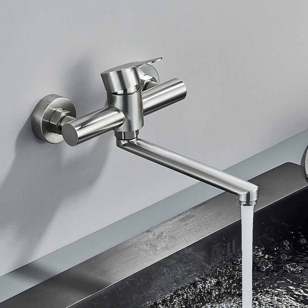 Küchenarmatur Edelstahl Wasserhahn Küchen Wandarmatur 360° Spültischarmatur