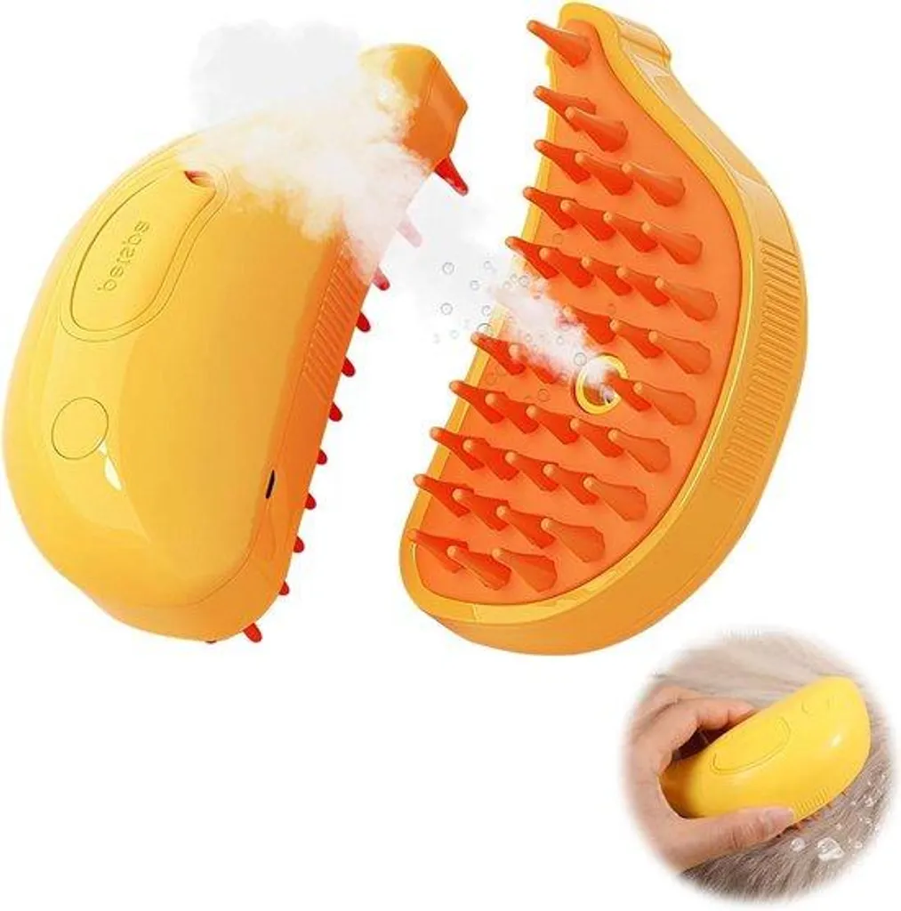 Brosse vapeur pour chat et chien avec réservoir d'eau lavable et souple