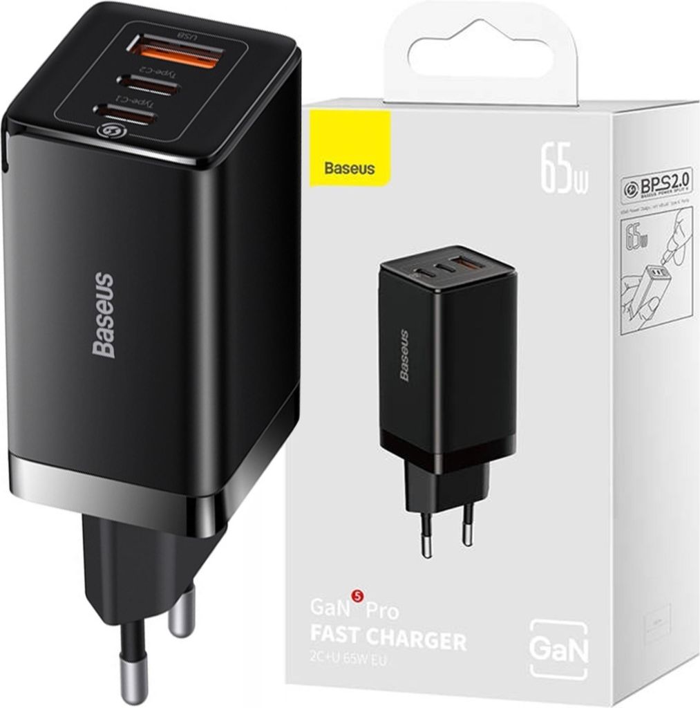 Baseus GaN5 Pro Universal Black AC Fast charging Indoor Image du produit 