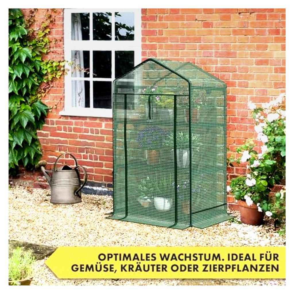 Gewächshaus - Platzsparend, Hochwertiges Anzuchthaus für Garten und Balkon, Stabil und Einfach zu Montieren (Grün, 49x69x160, 4 Etagen)