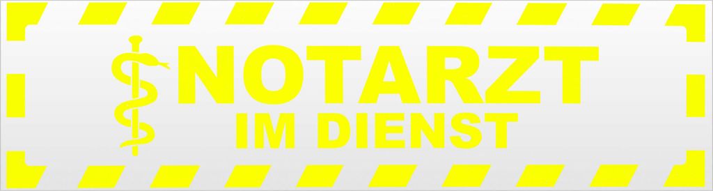 Kiwistar Notarzt im Dienst gestreift Magnetschild Schild magnetisch - 20cm Neongelb - Magnetfolie für Auto PKW Kfz